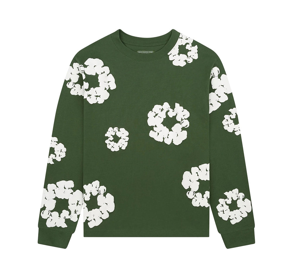 Denim Tears Long Sleeve Cotton Wreath Tee - Green