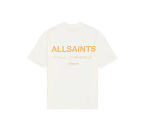 T-Shirt ALLSAINTS Underground Oversized Crew Neck - WHITE/Orange