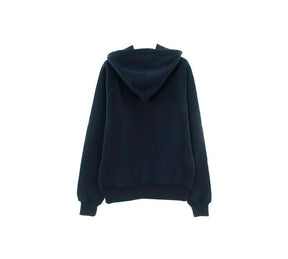 Ami Paris Small Red Ami De Coeur Hoodie - Night Blue