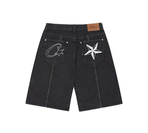 Corteiz C-Star Denim Shorts - BLACK
