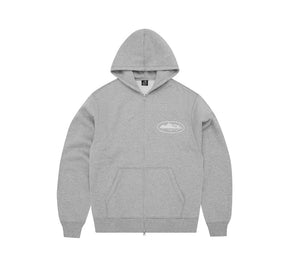 Corteiz Island Puff Print Zip Hoodie - Heather Grey
