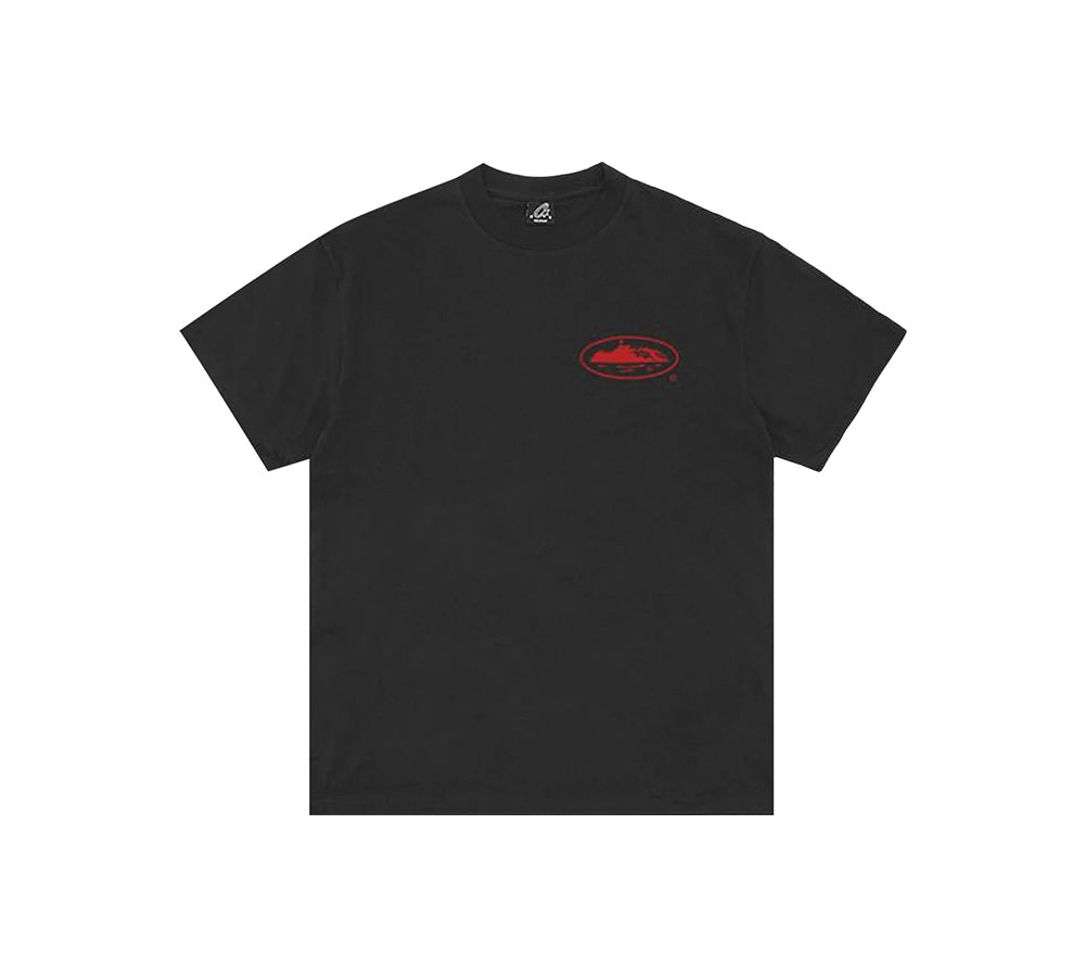 Corteiz Halftone Island Tee New Blank - Black/Red